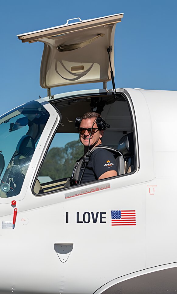 A GoJump pilot in the plane cockpit